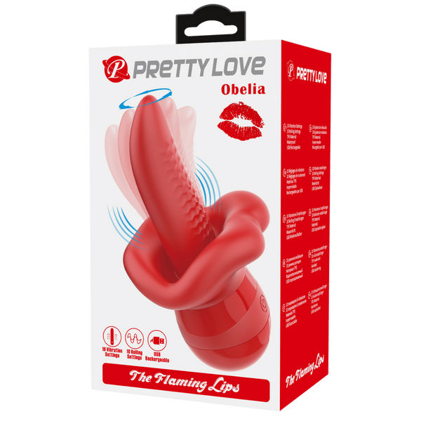 Pretty Love Obelia Flaming Lips – Waterproof Dual Stimulator With 10 Vibration Modes