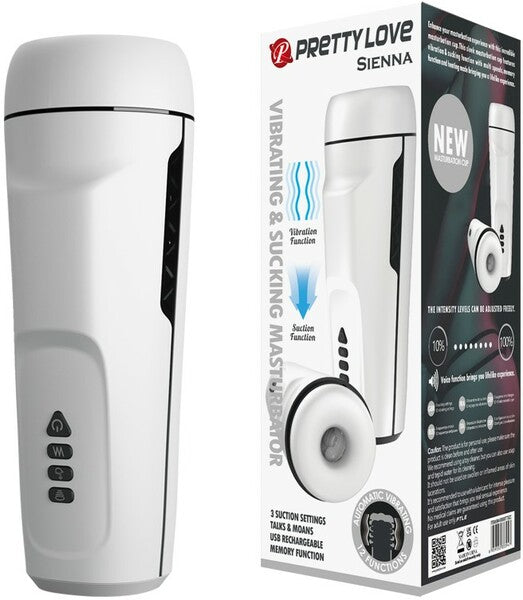 Sienna Rechargeable Masturbator – 3 Suction Settings and 12 Vibration Modes Masturbator