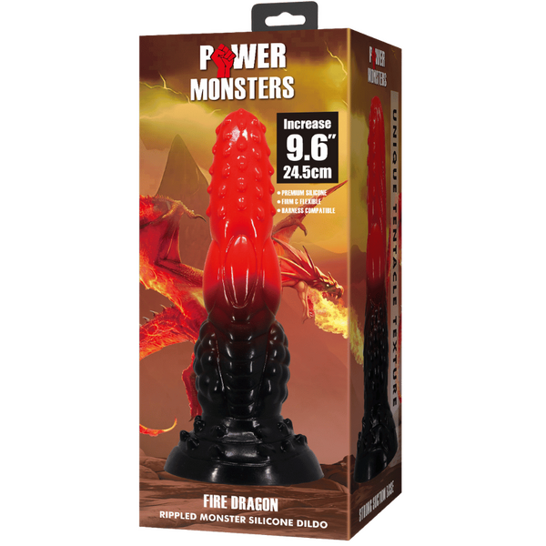 Fire Dragon 9.6 Inch – Rippled Texture Dildo with Suction Base