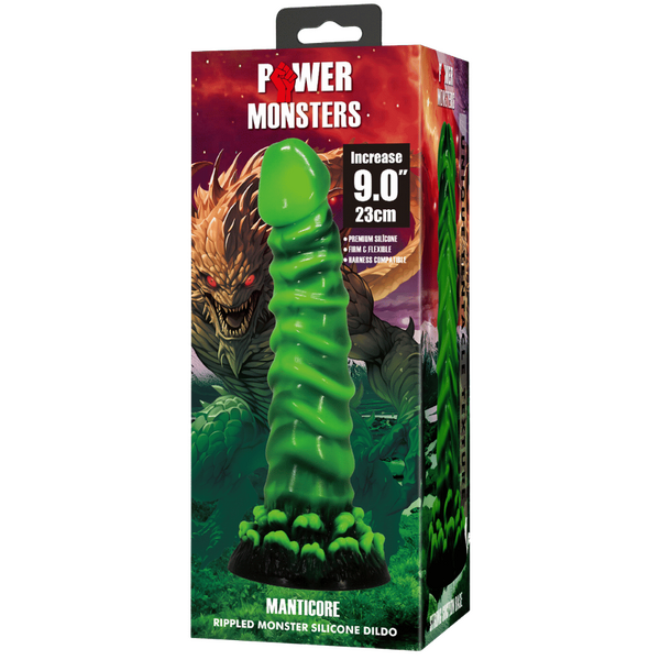 Manticore 9 Inch Textured Silicone Dildo – Body-Safe with Strong Suction Cup