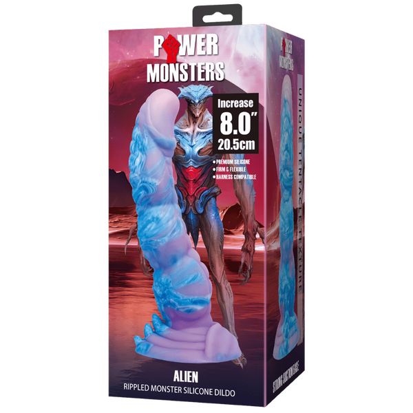 Alien 8 Inch Monster Dildo – Ribbed Texture with Suction Base