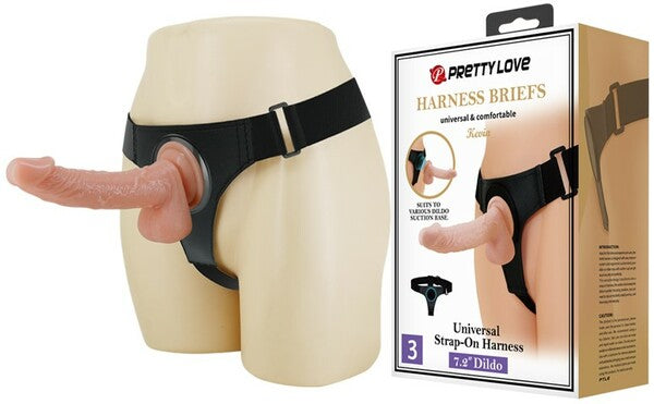 Universal Strap-On Harness – Soft Stretchy Fabric Strap-On Harness with 7.2 Inch Dildo