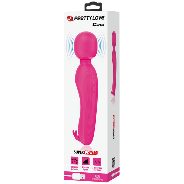 Pretty Love Curtis Wand – Rechargeable Silicone Wand Vibrator with Rabbit Ears