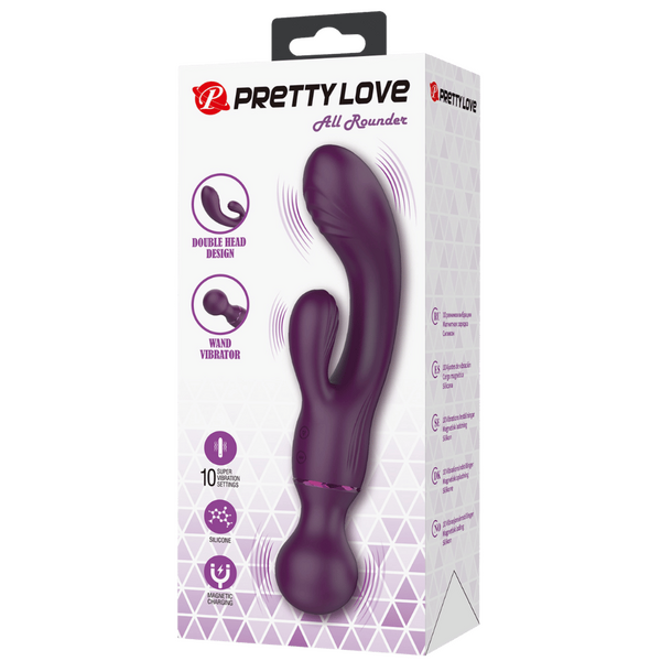 Rechargeable All Rounder – Waterproof Silicone Rabbit Vibrator with Ribbed Heads