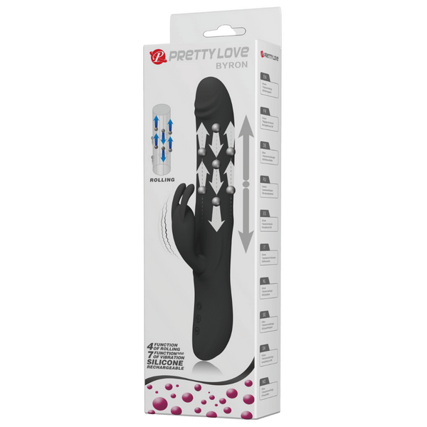 Byron Rabbit Vibrator - Rotating, Massaging, Clitoral Flickering, Fully Waterproof with Synchronous Thrusting Beads