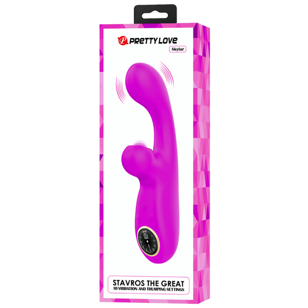 Rechargeable Skylar – Velvet Silicone Multifunction Rabbit Vibrator with Thumping and Vibration Modes