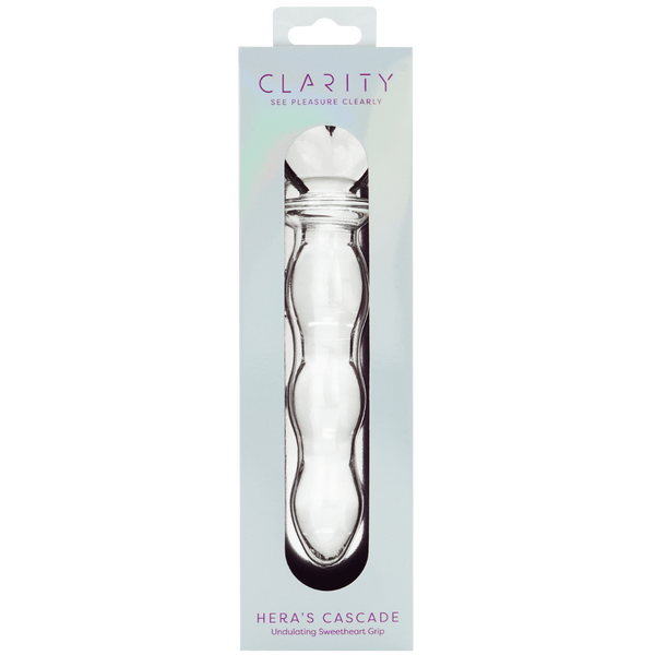 Hera's Cascade – 5.9 Inch Handblown Borosilicate Glass Dildo with Sculptural Handle