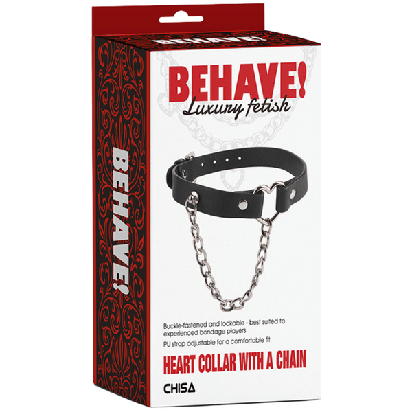 Heart Collar with Lockable Buckle and Chain – Bondage Collar