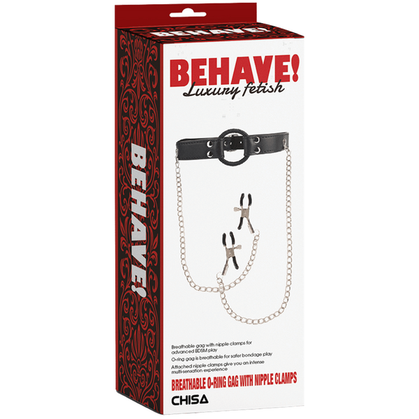 Breathable O-Ring Gag with Nipple Clamps – BDSM Accessory