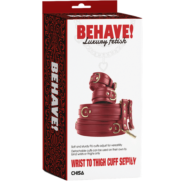 Wrist to Thigh Cuff Set – Adjustable PU Cuffs Restraint Set