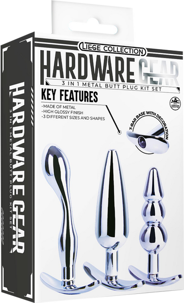 3 in 1 Metal Butt Plug Kit – High Gloss Finish Metal Butt Plug Set