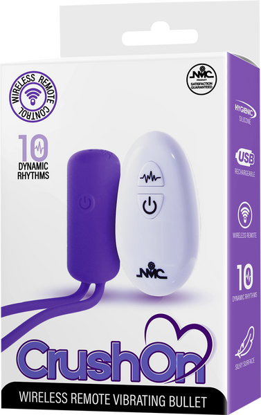Crush On - Wireless Remote Vibrating Bullet – USB Rechargeable Silicone Bullet Vibrator