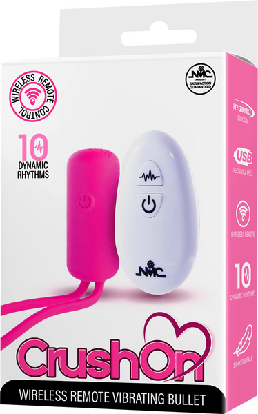 Crush On - Wireless Remote Vibrating Bullet – USB Rechargeable Silicone Bullet Vibrator