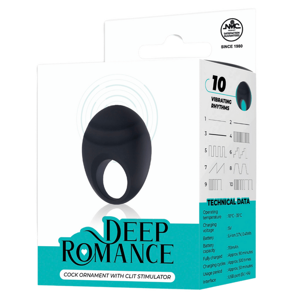 Cock Ring with Clit Stimulator – Splash-Proof Rechargeable Vibrator 3 Inch