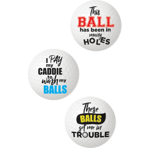 Balls Deep Novelty Golf Balls – Set of 3 Humorous Golf Ball Set