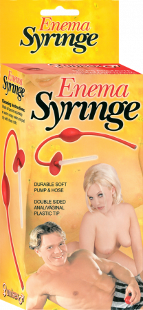 Enema Syringe – Durable Soft Pump and Hose with Double-Sided Plastic Tip for Anal and Vaginal Use