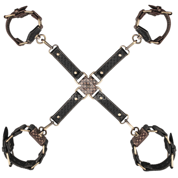 Rebellion Reign Hogtie Set – Bronze Spiked Handcuffs and Ankle Cuffs Restraint Set