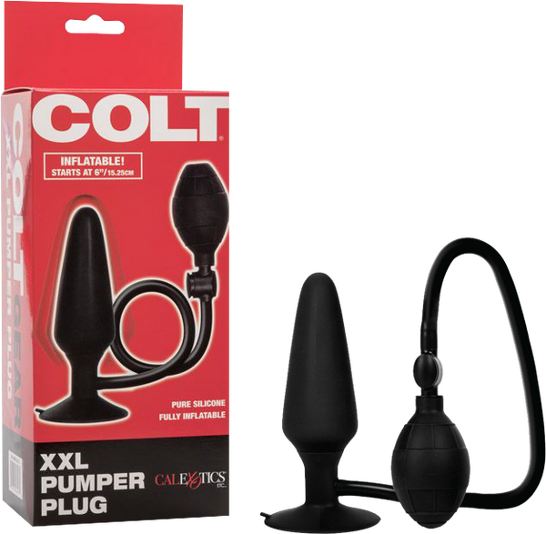 Colt XXL Pumper Plug Black Silicone Inflatable Anal Plug with Squeeze Bulb and Quick Release Valve