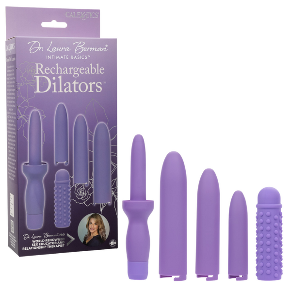 Dr. Laura Berman Dilators Set with Four Locking Sizes and Premium Silicone Textured Sleeve in Purple