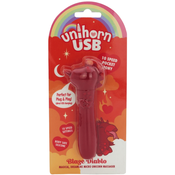 Unihorn Blaze Diablo (Red) – USB Rechargeable Silicone Bullet Vibrator with 10 Speeds
