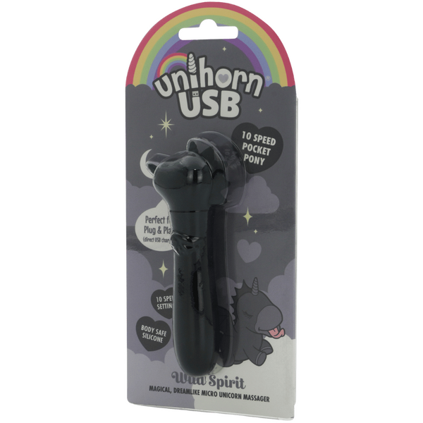 Unihorn Wild Spirit (Black) – Compact USB Silicone Vibrating Bullet with 10 Speeds