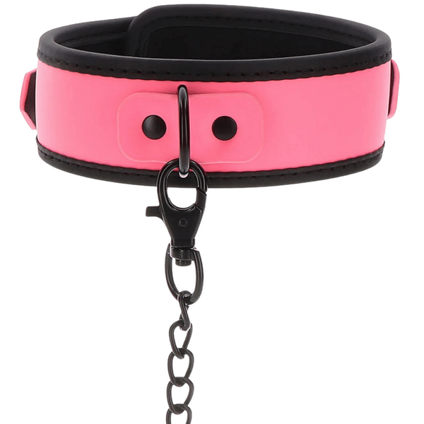 Taboom Glow In The Dark Collar And Chain Leash – BDSM Collar And Leash Set