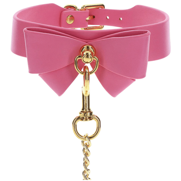 Taboom Malibu Bow Collar and Leash – Vegan Leather Bondage Accessory