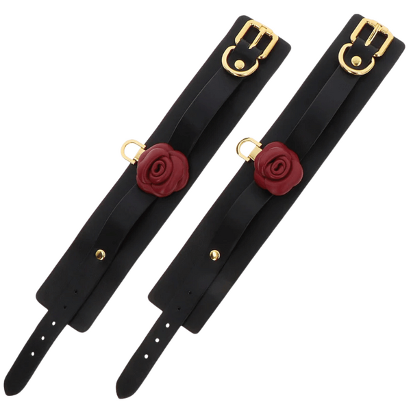 Taboom Wild Roses Wrist Cuffs – Premium Faux Leather BDSM Wrist Restraints