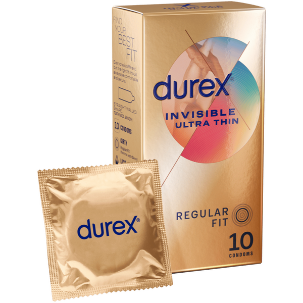 Durex Invisible Regular – Ultra Thin 54mm Nominal Width Condoms 10 Pack