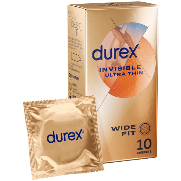 Durex Invisible Wide Fit – Extra Thin 57mm Latex Condom 10 Pack
