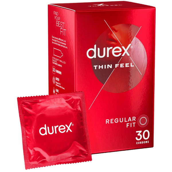 Durex Thin Feel – 20 Percent Thinner Latex Condoms 30 Pack
