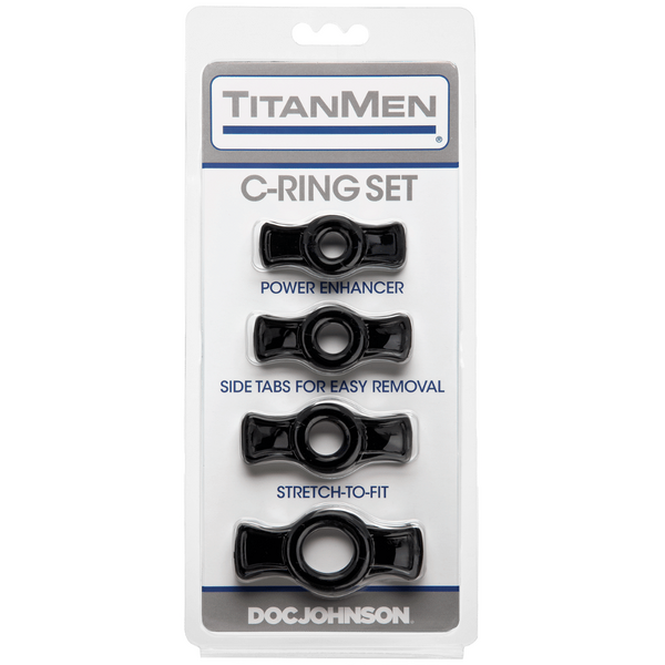 Titanmen Cock Ring Set (Black) – Stretchable Cock Rings Set