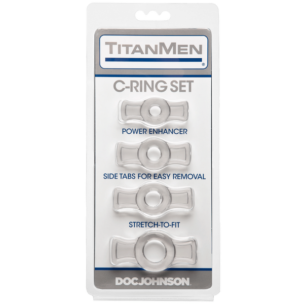 Titanmen Cock Ring Set (Black) – Stretchable Cock Rings Set
