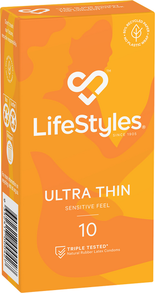 LifeStyles Ultra Thin Condoms – Micro-Thin 53mm Nominal Width Condoms 10 Pack
