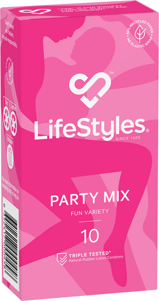 LifeStyles Party Mix – Assorted Flavored Textured Condoms 10 Pack