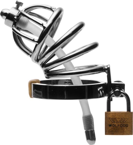 Stainless Steel Chastity Cage With Removable Silicone Urethral Plug – Penis Plug