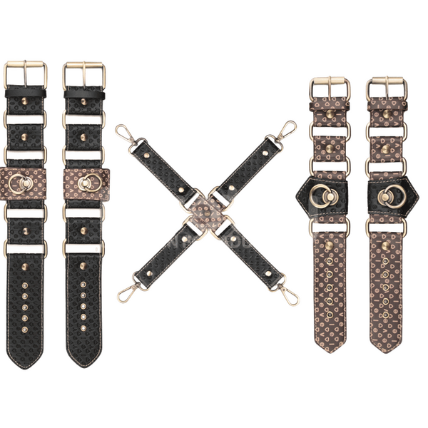 Rebellion Reign Hogtie Set – Bronze Spiked Handcuffs and Ankle Cuffs Restraint Set