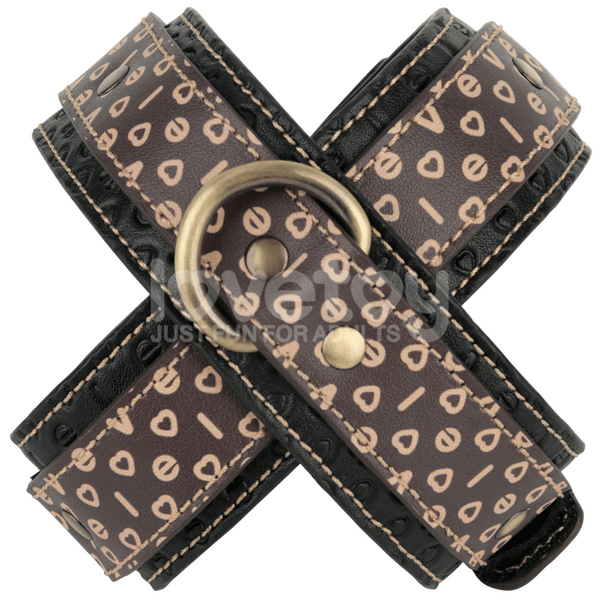 Rebellion Reign Crossed Handcuffs – Premium PU Wrist Cuffs with Velcro Closure