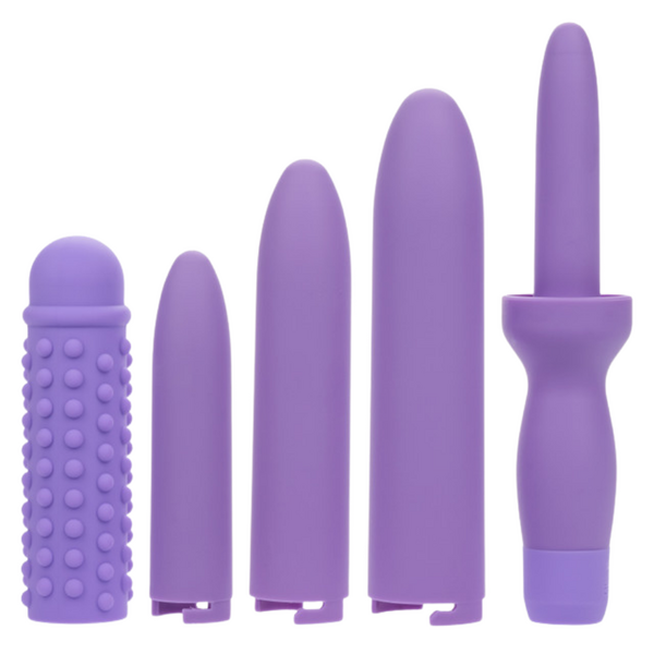 Dr. Laura Berman Dilators Set with Four Locking Sizes and Premium Silicone Textured Sleeve in Purple