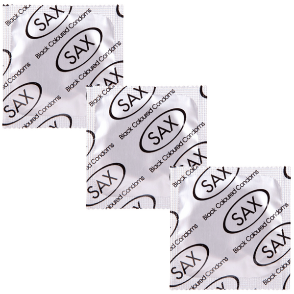 Sax Black Condoms – Regular 53mm Nominal Width Latex Condoms Bulk Pack of 144