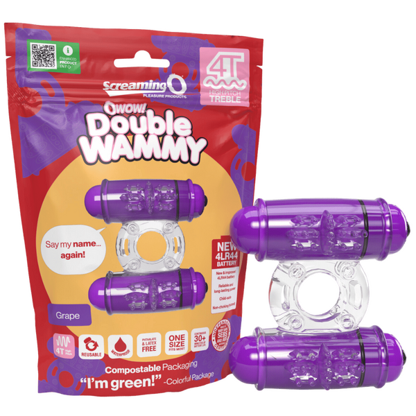 Double Wammy 4T – High Pitch Treble Vibrating Cock Ring with 5 Speeds and Pulse Pattern