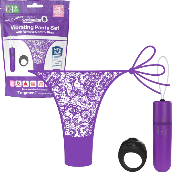 Vibrating Panty Set W/ Remote Ring 4t High Pitch Treble (Grape)