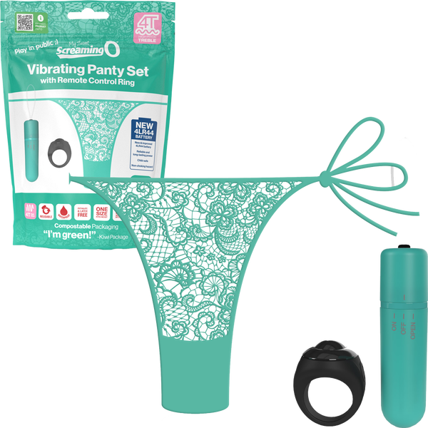 Vibrating Panty Set W/ Remote Ring 4t High Pitch Treble (Kiwi)