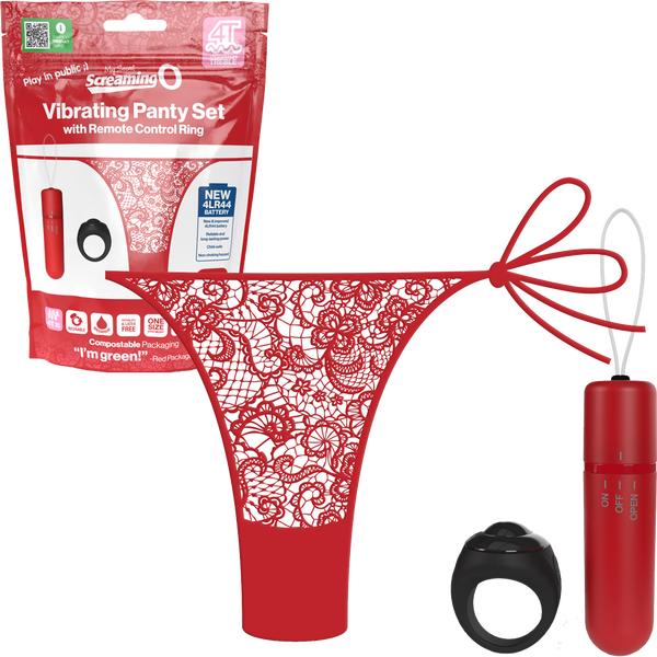 Vibrating Panty Set W/ Remote Ring 4t High Pitch Treble (Red)