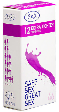 Sax Extra Tighter Fit Pack – Smallest Sensitive 46mm Nominal Width Condoms, 12 Pack
