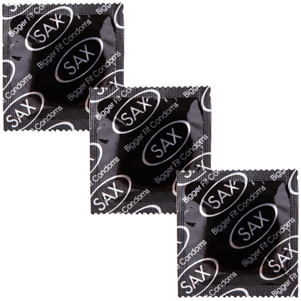 Sax Bigger Fit Condoms – Bulk Pack of 144 Larger 56mm Latex Condoms