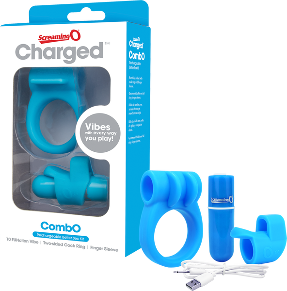 Charged Combo Kit 1 – Body-Safe Silicone Cock Ring and Fingertip Sleeve Kit