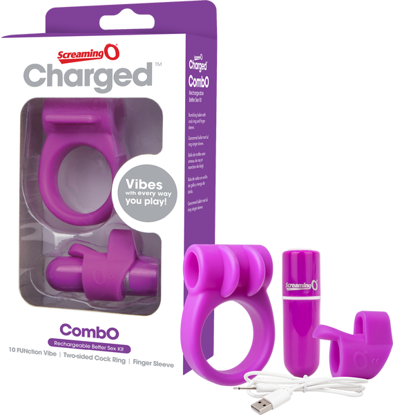 Charged Combo Kit 1 – Body-Safe Silicone Cock Ring and Fingertip Sleeve Kit