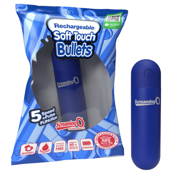 Rechargeable Soft Touch Bullet (Blue) – Waterproof 5-Speed Bullet Vibrator