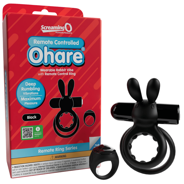 Ohare Remote Control Wearable Rabbit Vibrator (Black) – Rechargeable Waterproof Silicone Vibrator